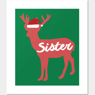 Sister Reindeer Family Group Christmas Eve Matching Posters and Art